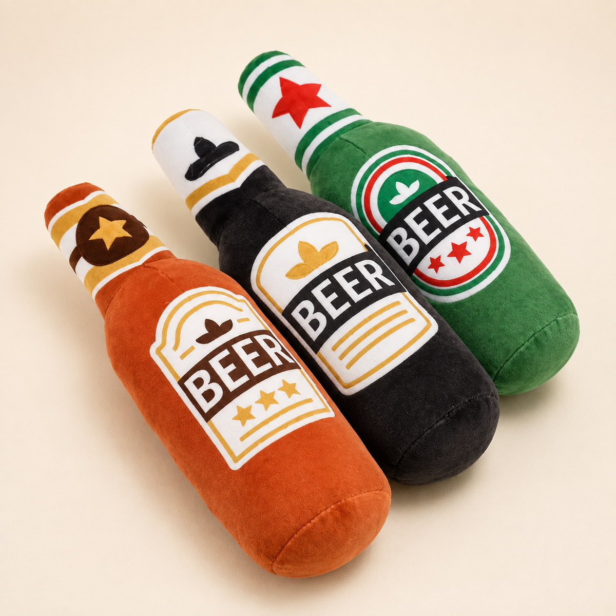 Beer Bottle Squeaky Dog Toy — Single or 3-Pack