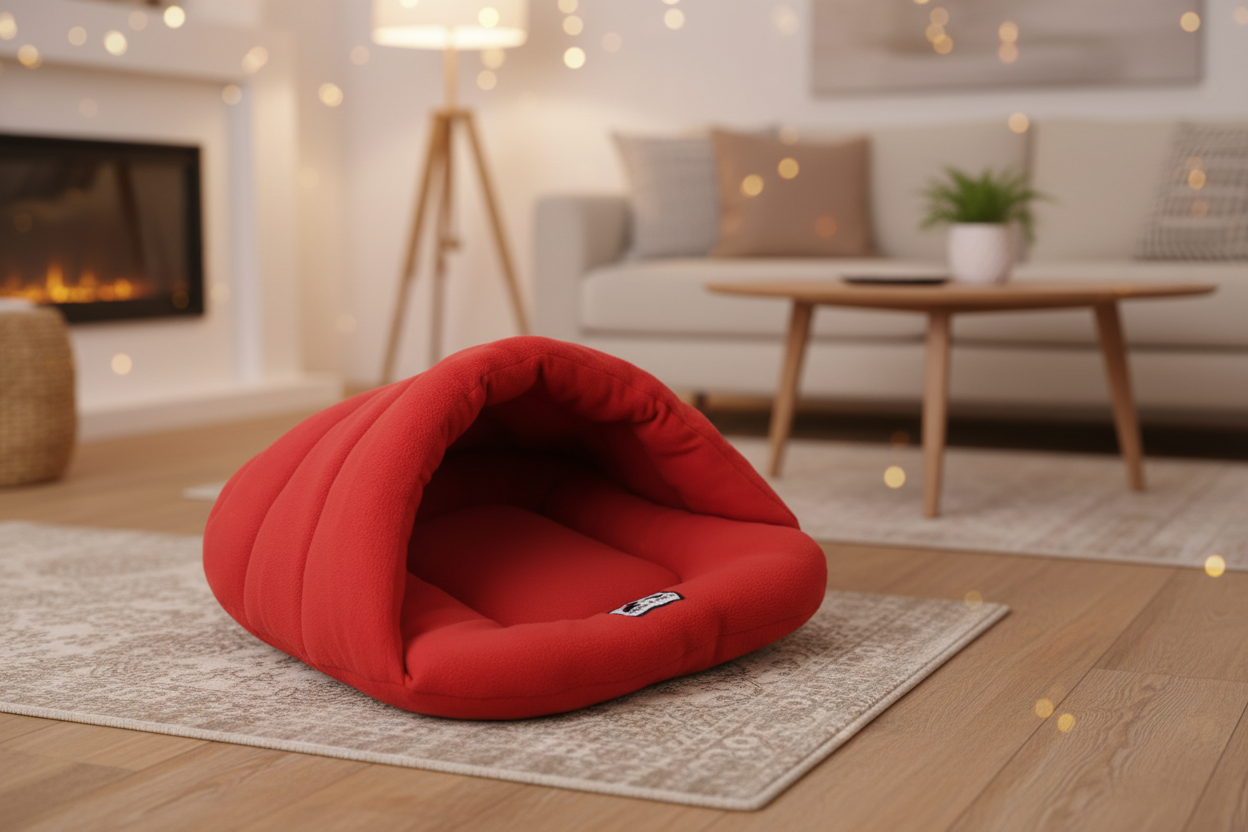 Bright Red Cave Bed - Lifestyle Background