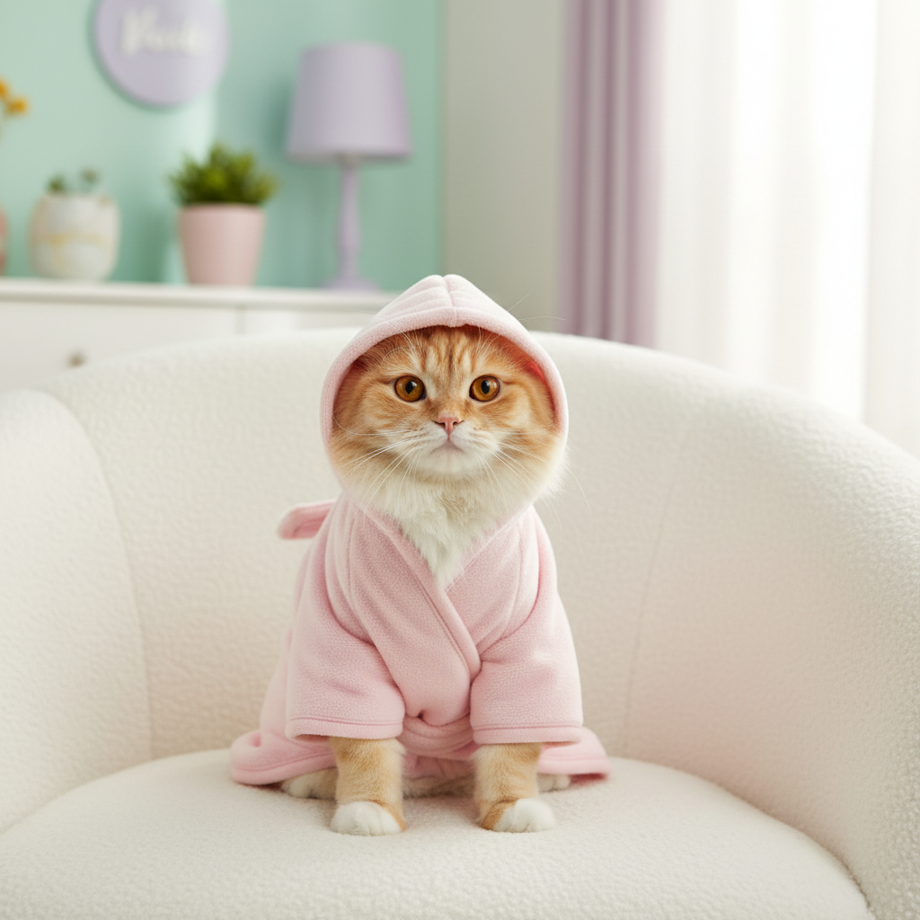 Cat Robe - Pink Knot Behind