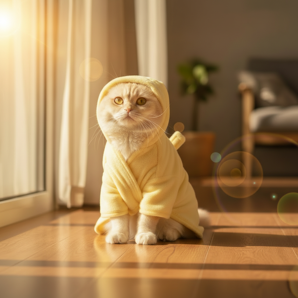 Cat Robe - Yellow Knot Behind