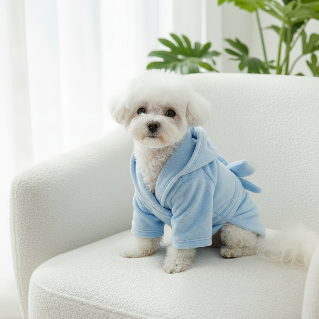 Dog Robe - Light Blue No Pattern