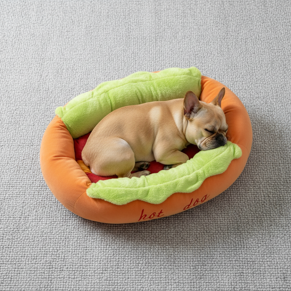 French Bulldog in Hot Dog Bed