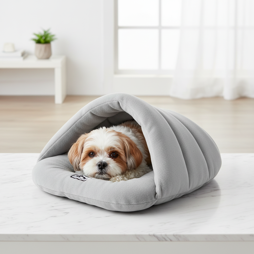 Grey Cave Bed - Shih Tzu