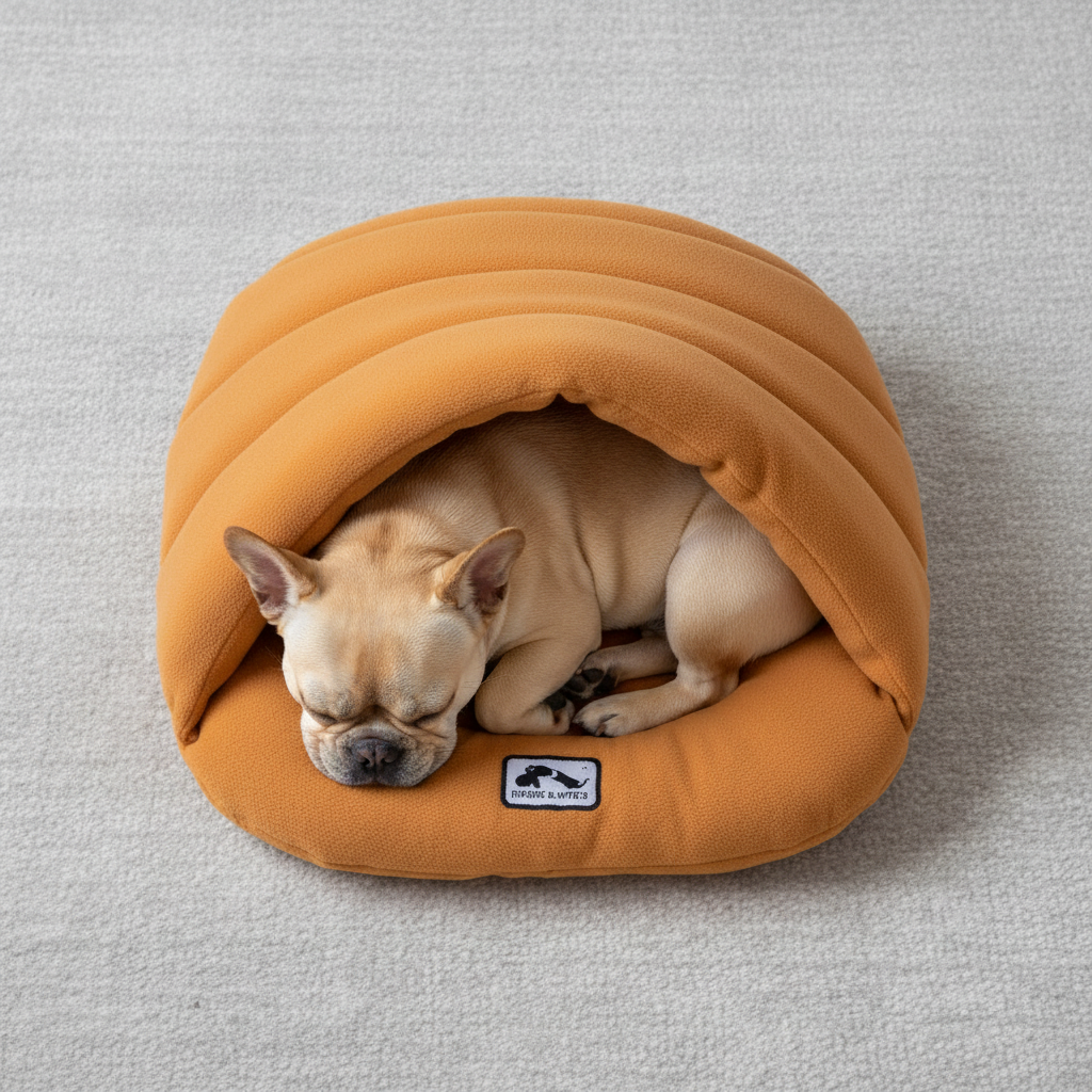 Orange Cave Bed - French Bulldog