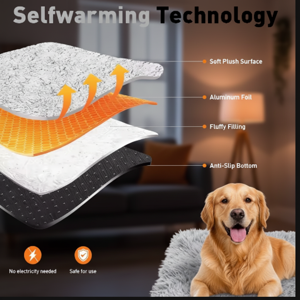 Self-Warming Mat Infographic - Golden Retriever